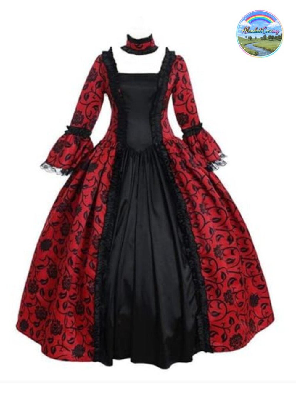Victorian Rococo Satin Floral Dress Masquerade Ball Gown